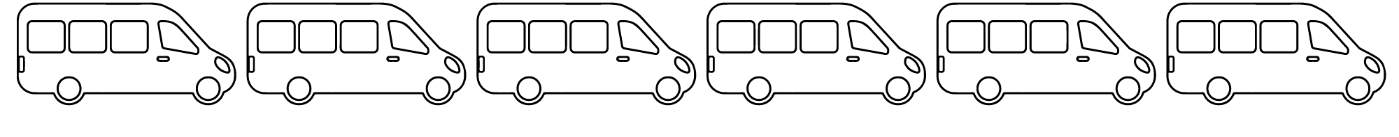 strektegning av minibusser